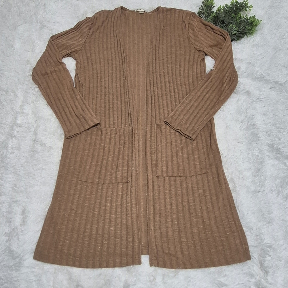 Derek Heart Brown Ribbed Long Cardigan Sweater M